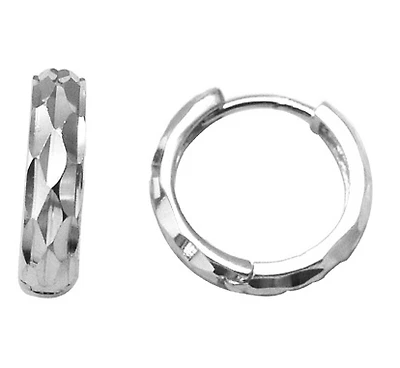 Diamond cut huggies style Earrings - Sterling silver. Color: silver | Doucet Latendresse