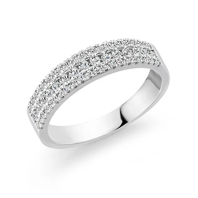 10K white Gold Semi-Eternity Ring with Pavé Diamonds - 0.4ct. Color: | Doucet Latendresse