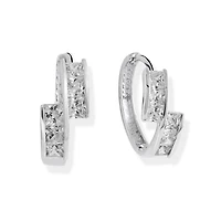 Huggies style earrings with cubic zirconia