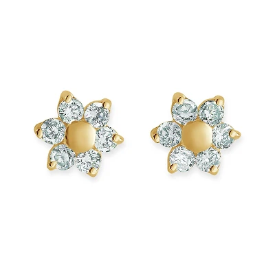 Boucles d'oreilles fleurs pour enfant serties de zircons cubiques blancs