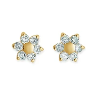 Boucles d'oreilles fleurs pour enfant serties de zircons cubiques blancs