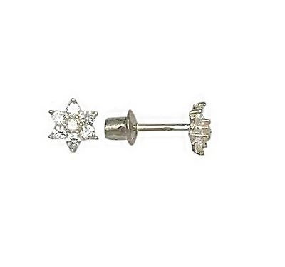 Sterling Silver Star Stud Earrings with Cubic Zirconia. Color: white | Doucet Latendresse