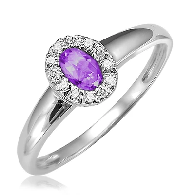 Ring for woman - 10K white Gold with Diamonds & Amethyst. Color: white | Doucet Latendresse