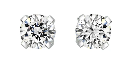 Screw back stud earrings - 14K white Gold & Diamonds 30pts - 3.2mm. Color: white | Doucet Latendresse