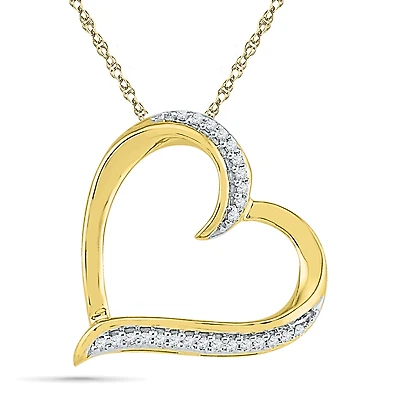 Pendentif coeur sertis de diamants totalisant 0.05 Carats - en or jaune 10K - Chaîne incluse. Color: jaune | Doucet Latendresse