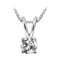 14K white gold 3mm pendant set with a 0.10-carat solitaire diamond, with a 16