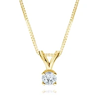 14K Gold Pendant Set with a Solitaire Diamond with 10K Gold Chain