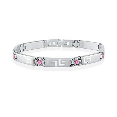 Women's bracelet - Stainless steel & Pink cubic zirconia. Color: white | Doucet Latendresse