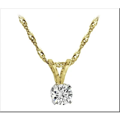 Pendentif sertis d'un diamant solitaire 0.40 Carat - Or 2-tons 14k - Chaine incluse. Color: 2 tons | Doucet Latendresse