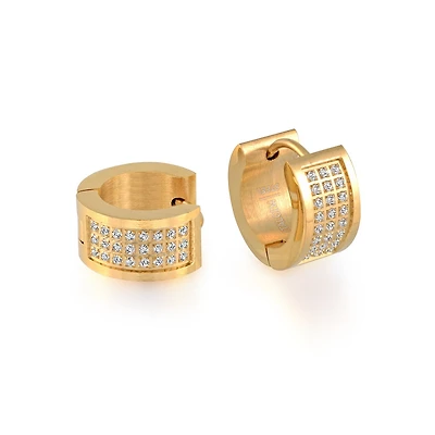 Huggies style earrings - Stainless steel & cubic zirconia. Color: yellow | Doucet Latendresse