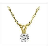 14k Two-Tone Gold Pendant Set with a Solitaire Diamond, with Chain - 16