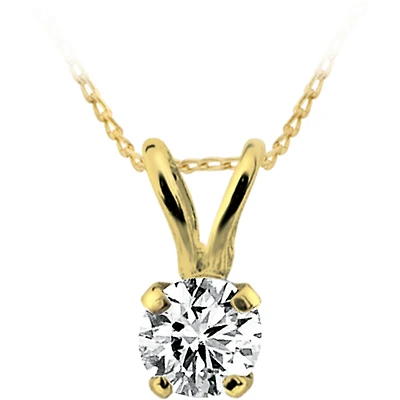 Solitaire diamond pendant 0.05 Carats T.W. in 14K yellow gold - Chain not included - small enough for a child. Color: yellow | Doucet Latendresse