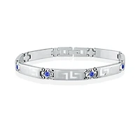 Bracelet pour femme en acier inoxydable sertie de zircons cubiques bleu (mois de Décembre). Color: blanc | Doucet Latendresse
