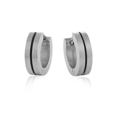 Hoop earrings in 2-tone stainless steel. Color: 2 tone | Doucet Latendresse