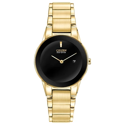 Citizen Eco-Drive watch for women - Black dial with mineral crystal and Date | Doucet Latendresse