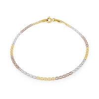 2.5mm 3-tone 10K gold link-style bracelet - 7.5