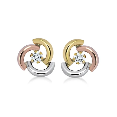 Boucles d'oreilles en or avec zircons cubiques. Color: 3 tons | Doucet Latendresse