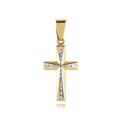 Pendentif croix - Or 2-tons 10K - 20x13mm. Color: 2 tons | Doucet Latendresse