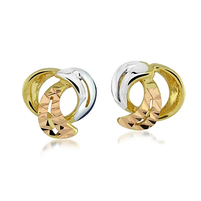 Boucles d'oreilles avec motif pour enfants - Or 3-tons 10K. Color: 3 tons | Doucet Latendresse