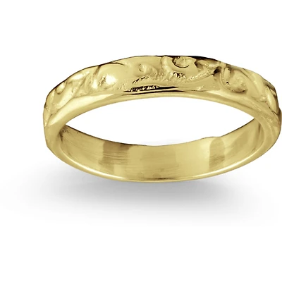 Jonc de bébé finition motif gravé - Or jaune 10K. Color: jaune | Doucet Latendresse