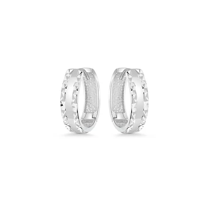 Huggies earrings for woman - Sterling silver - 15mm. Color: white | Doucet Latendresse