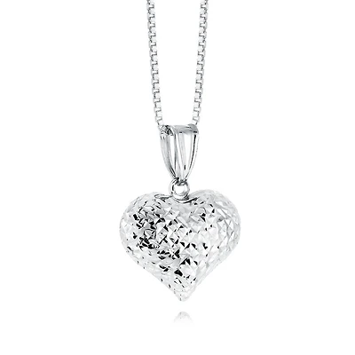 Heart pendant for woman - Sterling silver (Chain not included). Color: white | Doucet Latendresse