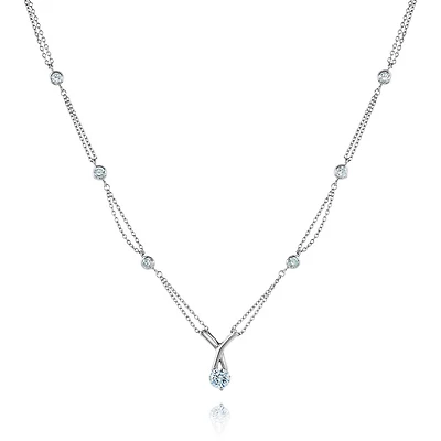 Necklace for woman - Sterling silver & Cubic zirconia. Color: silver | Doucet Latendresse
