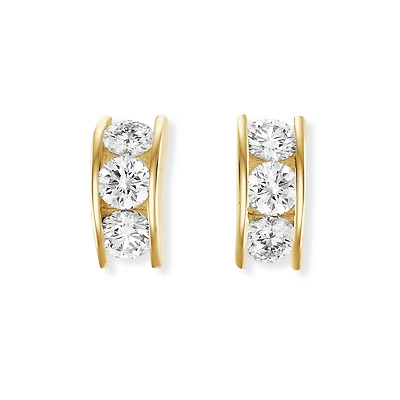 Earrings in 10K yellow gold with cubic zirconia. Color: yellow | Doucet Latendresse