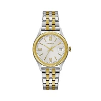 Montre Caravelle NY pour femmes - Acier inoxydable 2 tons & Cadran graphique blanc argenté | Doucet Latendresse