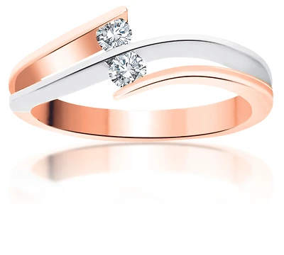 Two-Tone 10K Gold Éclat du Nord Ring Set with Canadian Diamonds - 2mm. Color: 2 tone | Doucet Latendresse