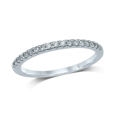 Half-eternity wedding band for woman - 14K white gold & Diamonds. Color: white | Doucet Latendresse