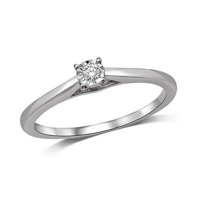 Engagement ring - 10K white gold & Solitaire diamond 0.20 carat. Color: white | Doucet Latendresse