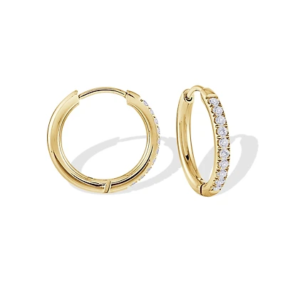 Boucles d'oreilles Anneaux- Acier inoxydable jaune & Zircons cubiques. Color: jaune | Doucet Latendresse