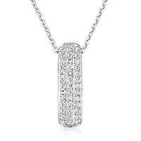 Pendentif triple rang pour femme - Or blanc 10K & Diamants - chaine 18