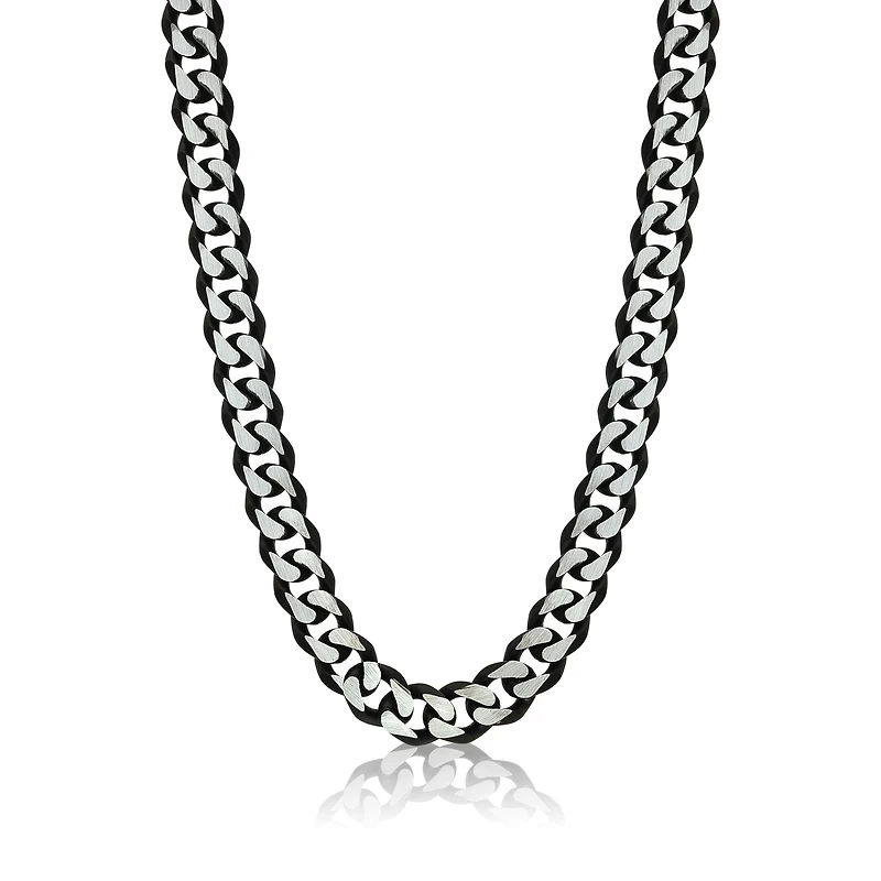 Chaîne gourmette 24'' pour homme - Acier inoxydable mat. Color: noir | Doucet Latendresse