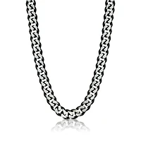 Chaîne gourmette 24'' pour homme - Acier inoxydable mat. Color: noir | Doucet Latendresse
