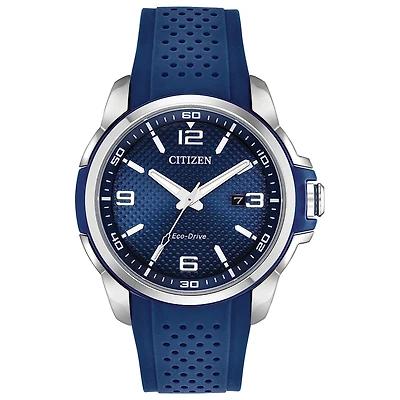 Citizen Eco-Drive watch for men - Stainless steel & Blue polyurethane strap | Doucet Latendresse