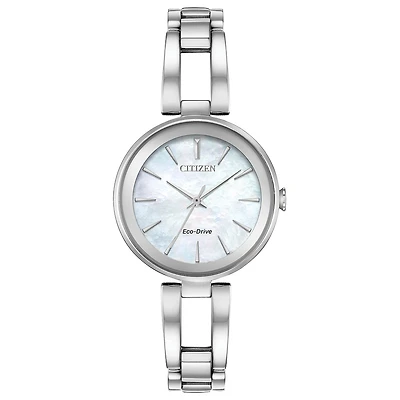 Citizen Eco-Drive watch for woman - Stainless steel & White mother-of-pearl dial | Doucet Latendresse