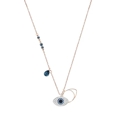 Swarovski Duo Evil Eye necklace with pendant, Blue, Mixed plating. Color: pink | Doucet Latendresse