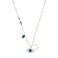 Collier avec Pendentif Swarovski Duo Evil Eye, bleu, combinaison de métaux plaqués. Color: rose | Doucet Latendresse