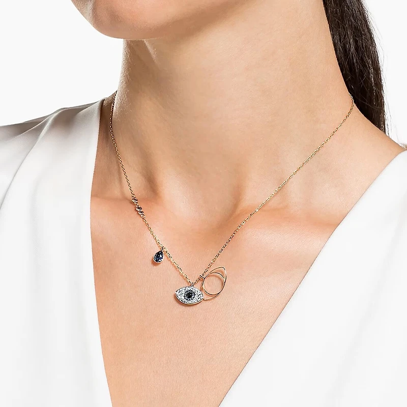 Collier Symbolica Evil Eye en Métal Plaqué Or Rose avec Cristaux Swarovski - 15