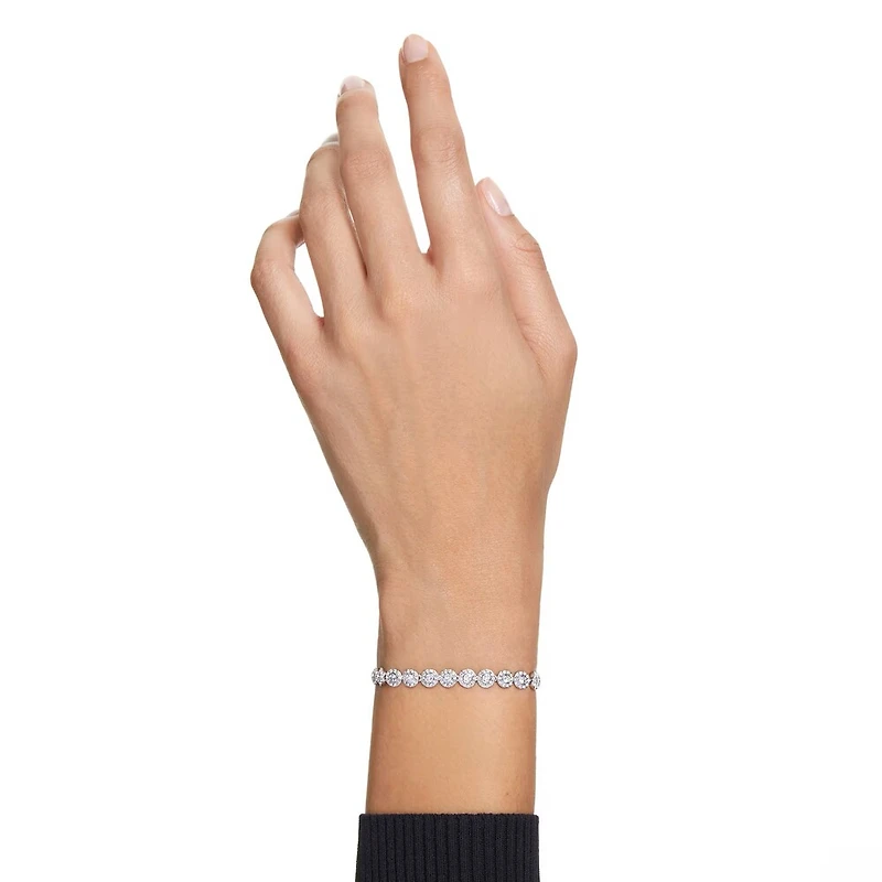 Bracelet Una Angelica en Métal Rhodié avec Cristaux Swarovski - 16.5 - 18 cm. Color: blanc | Doucet Latendresse
