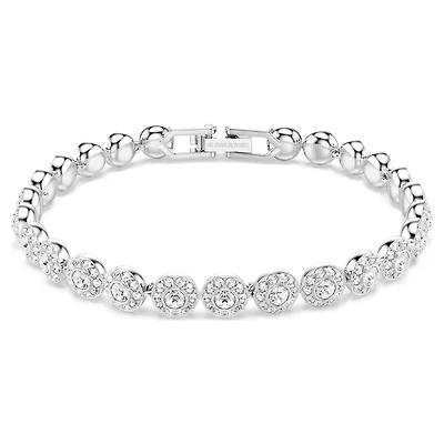 Bracelet Una Angelica en Métal Rhodié avec Cristaux Swarovski - 16.5 - 18 cm. Color: blanc | Doucet Latendresse