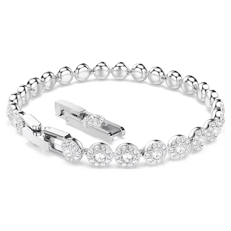 Bracelet Una Angelica en Métal Rhodié avec Cristaux Swarovski - 16.5 - 18 cm. Color: blanc | Doucet Latendresse