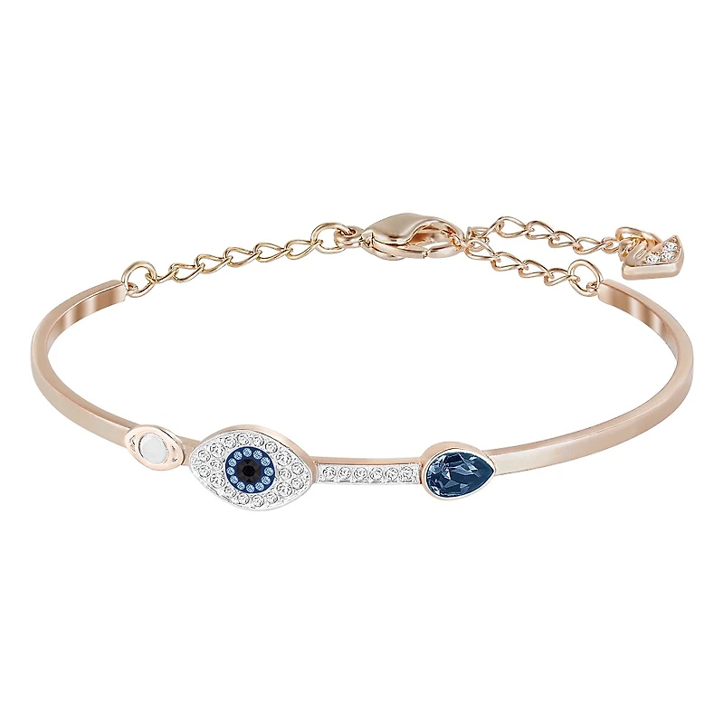 Bracelet-jonc Swarovski Duo Evil Eye, bleu, combinaison de métaux plaqués. Color: rose | Doucet Latendresse