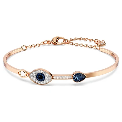 Bracelet-jonc Symbolica Evil Eye en Métal Plaqué Or Rose avec Cristaux Swarovski - 6.25