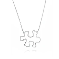 Collier casse tête de sensibilisation à l'autisme - Argent sterling. Color: blanc | Doucet Latendresse