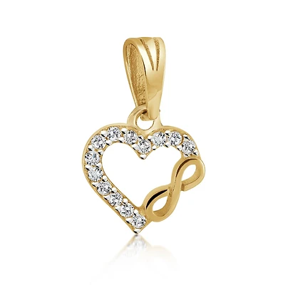 Pendentif coeur + symbole d'infini pour femme - Or jaune 10K & Zircons cubiques. Color: jaune | Doucet Latendresse
