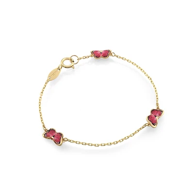 Bracelet papillons pour enfant - Or jaune 10K & Émail. Color: jaune | Doucet Latendresse