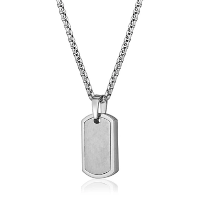 Collier plaque - Acier inoxydable. Color: gris | Doucet Latendresse